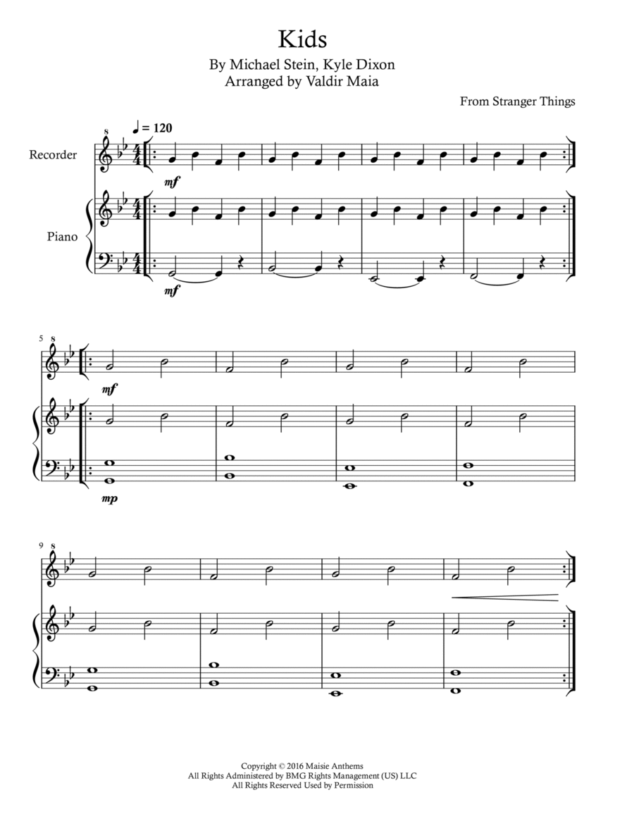 Kids Tenor Recorder scores gallery preview page 1