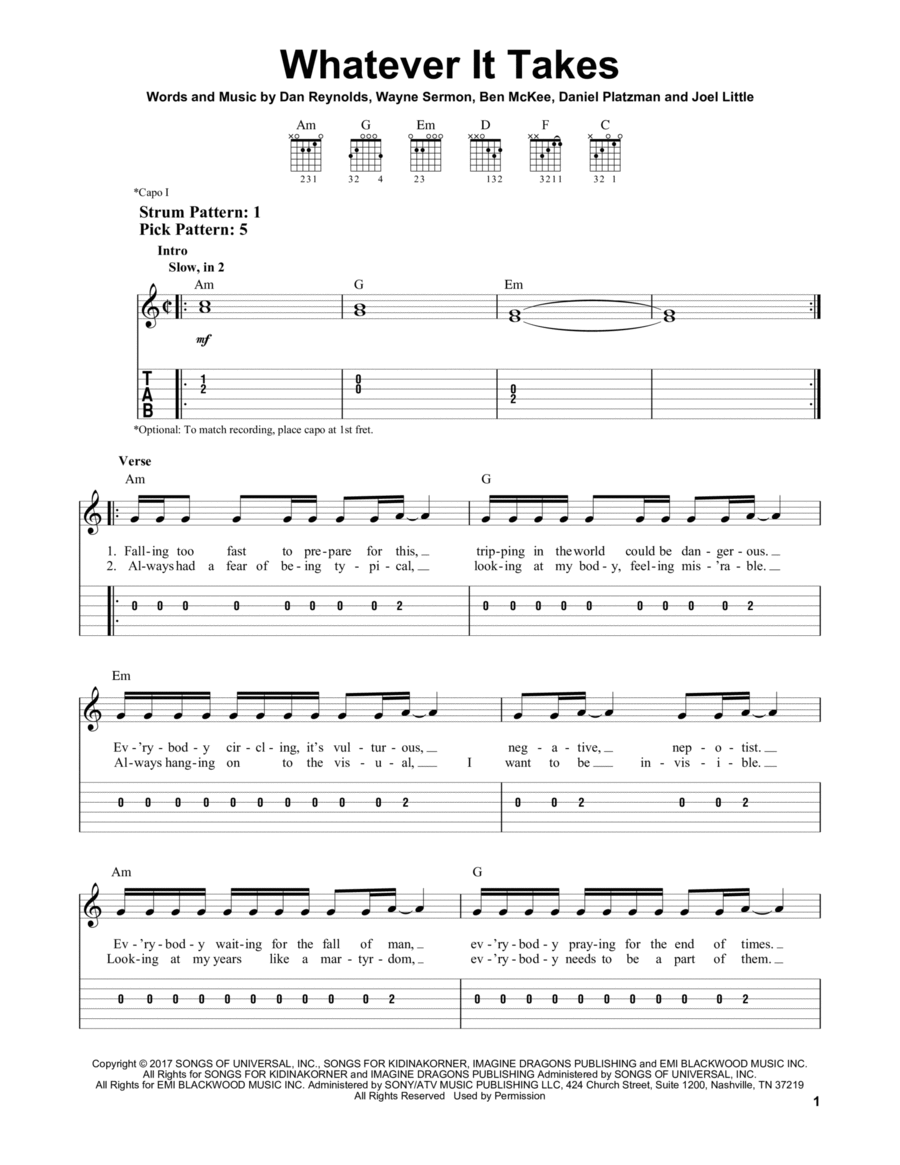 Whatever It Takes Acoustic Guitar scores gallery preview page 1