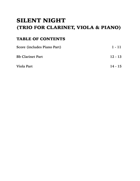 Silent Night (Trio for Clarinet, Viola and Piano) image number null