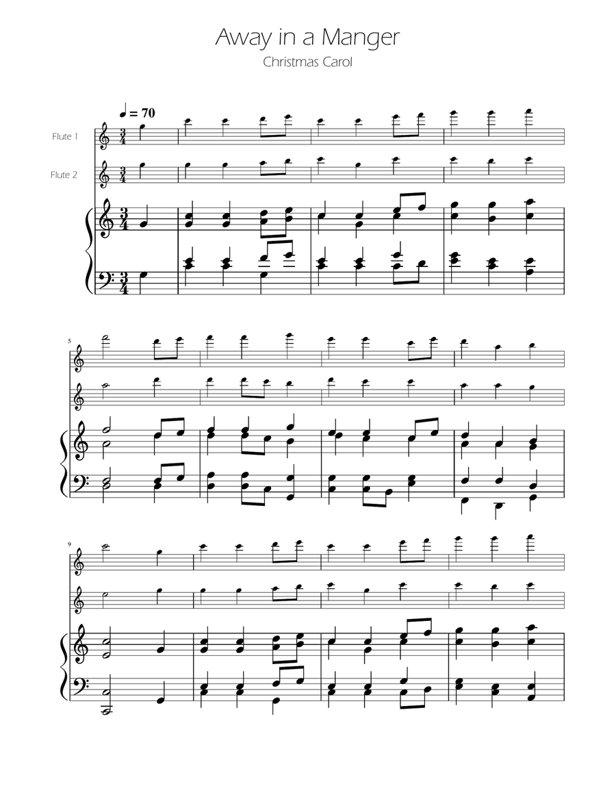 Away in a Manger - Flute Duet w/ Piano