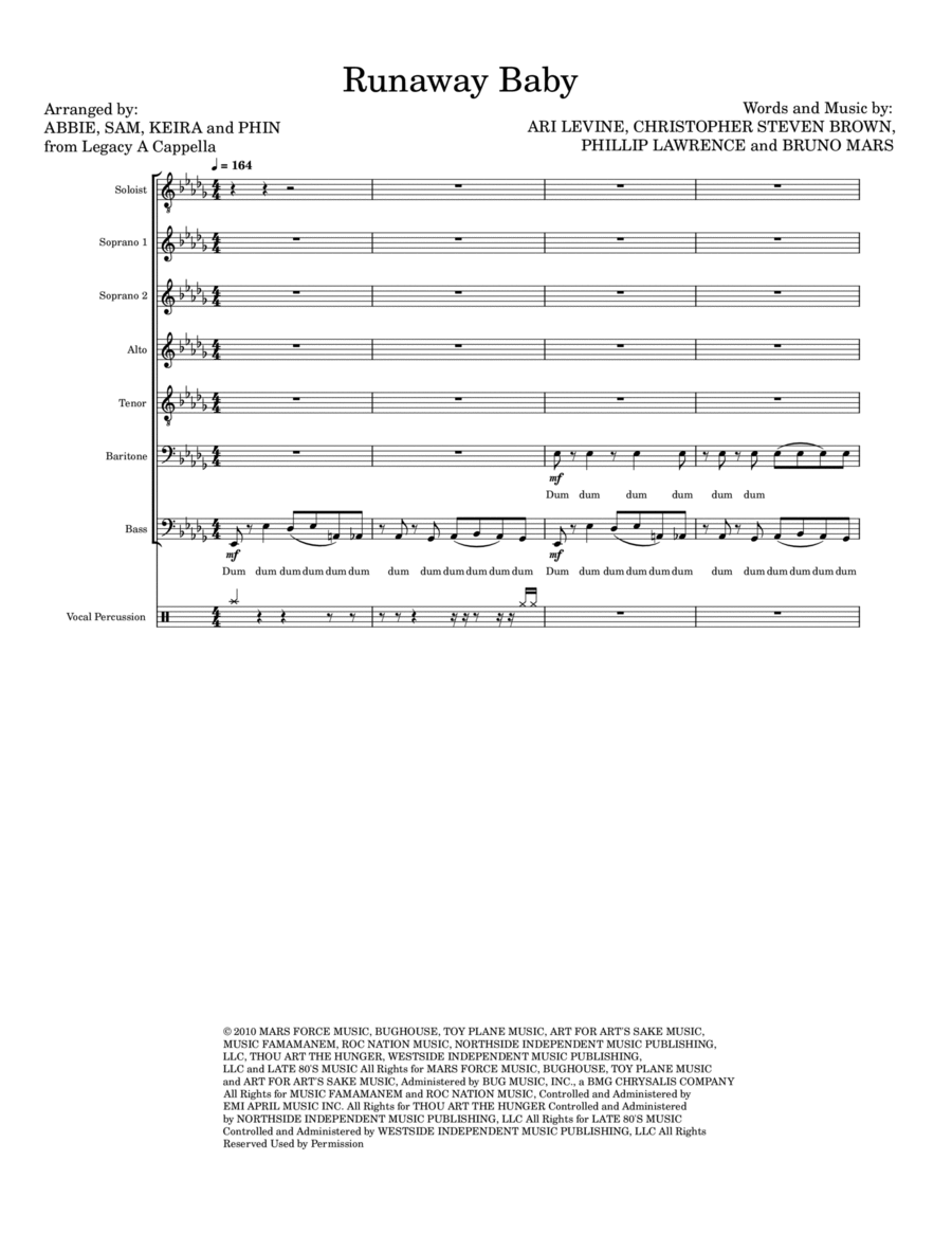 Runaway Baby Runaway Baby A Cappella scores gallery preview page 1