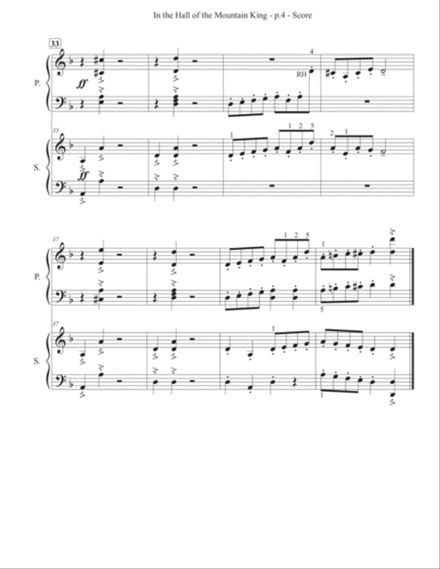 In the Hall of the Mountain King - Piano/Keyboard Duet Piano scores gallery preview page 5