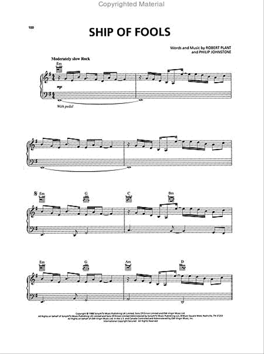 The Best of Robert Plant The Best of Robert Plant Piano, Vocal, Guitar scores gallery preview page 4