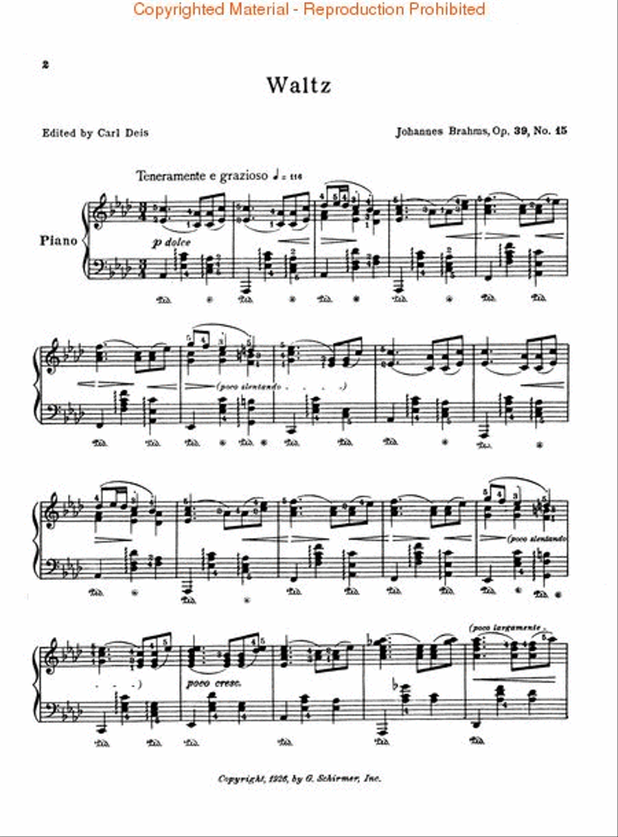 Waltz in Ab Major, Op. 39, No. 15 Piano Solo scores gallery preview page 2