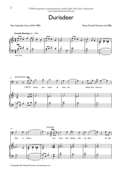 Durisdeer - TTBB and piano