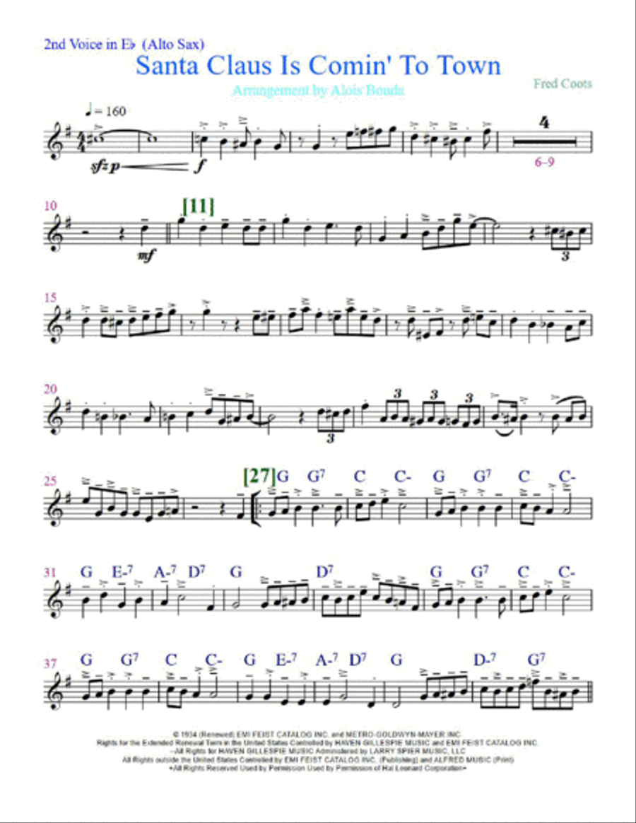 Santa Claus Is Comin' To Town Santa Claus Is Comin' To Town Small Ensemble scores gallery preview page 5