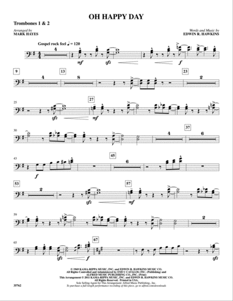 Oh Happy Day: 1st & 2nd Trombones Trombone scores gallery preview page 1