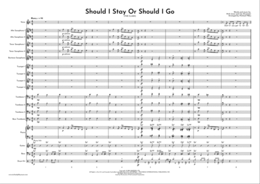 Should I Stay Or Should I Go Jazz Ensemble scores gallery preview page 2