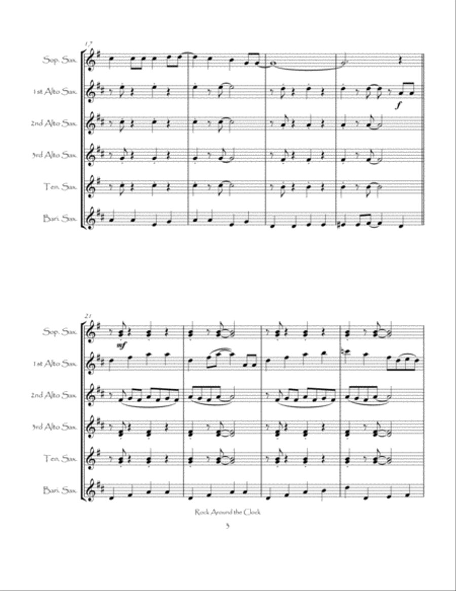 Rock Around The Clock Woodwind Ensemble scores gallery preview page 6