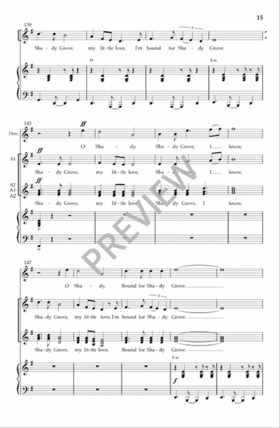Shady Grove (Vocal Score) SSA scores gallery preview page 16