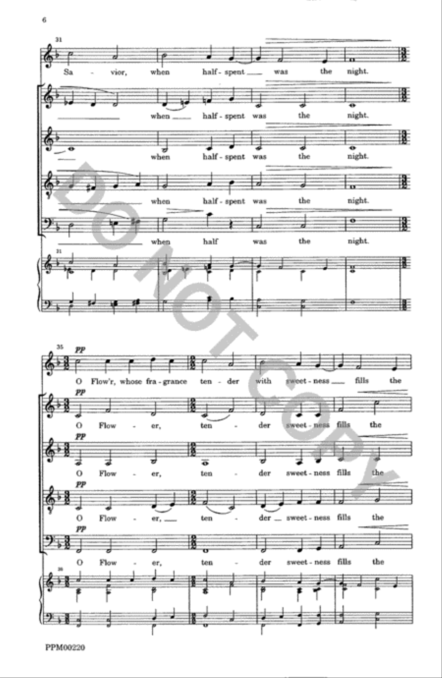 Lo How a Rose E'er Blooming 4-Part scores gallery preview page 7