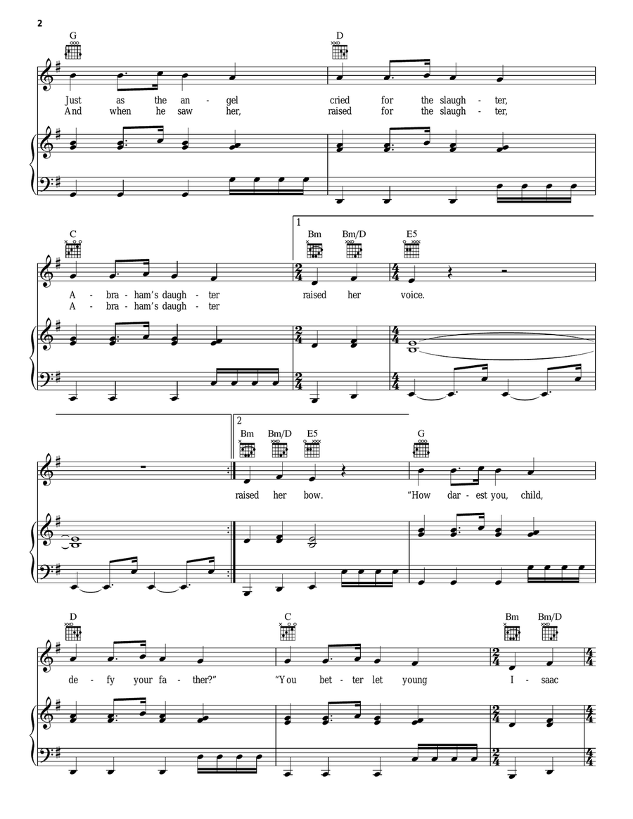 Abraham's Daughter Abraham's Daughter Piano, Vocal, Guitar scores gallery preview page 2