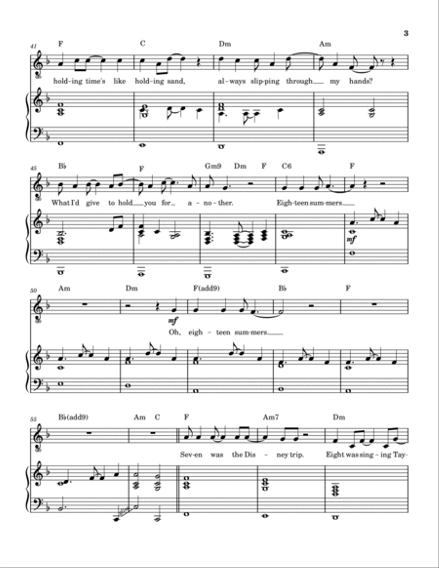 18 Summers Piano, Vocal, Guitar scores gallery preview page 4