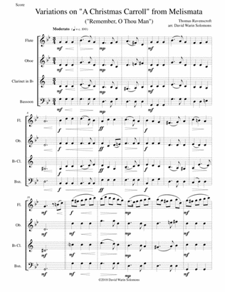 Variations on Remember, O Thou Man (from Ravenscroft's Melismata) for wind quartet