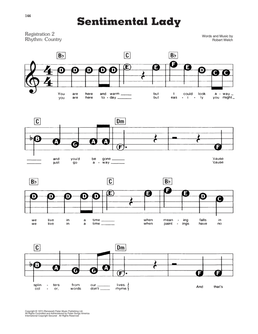 Sentimental Lady Electronic Keyboard scores gallery preview page 1