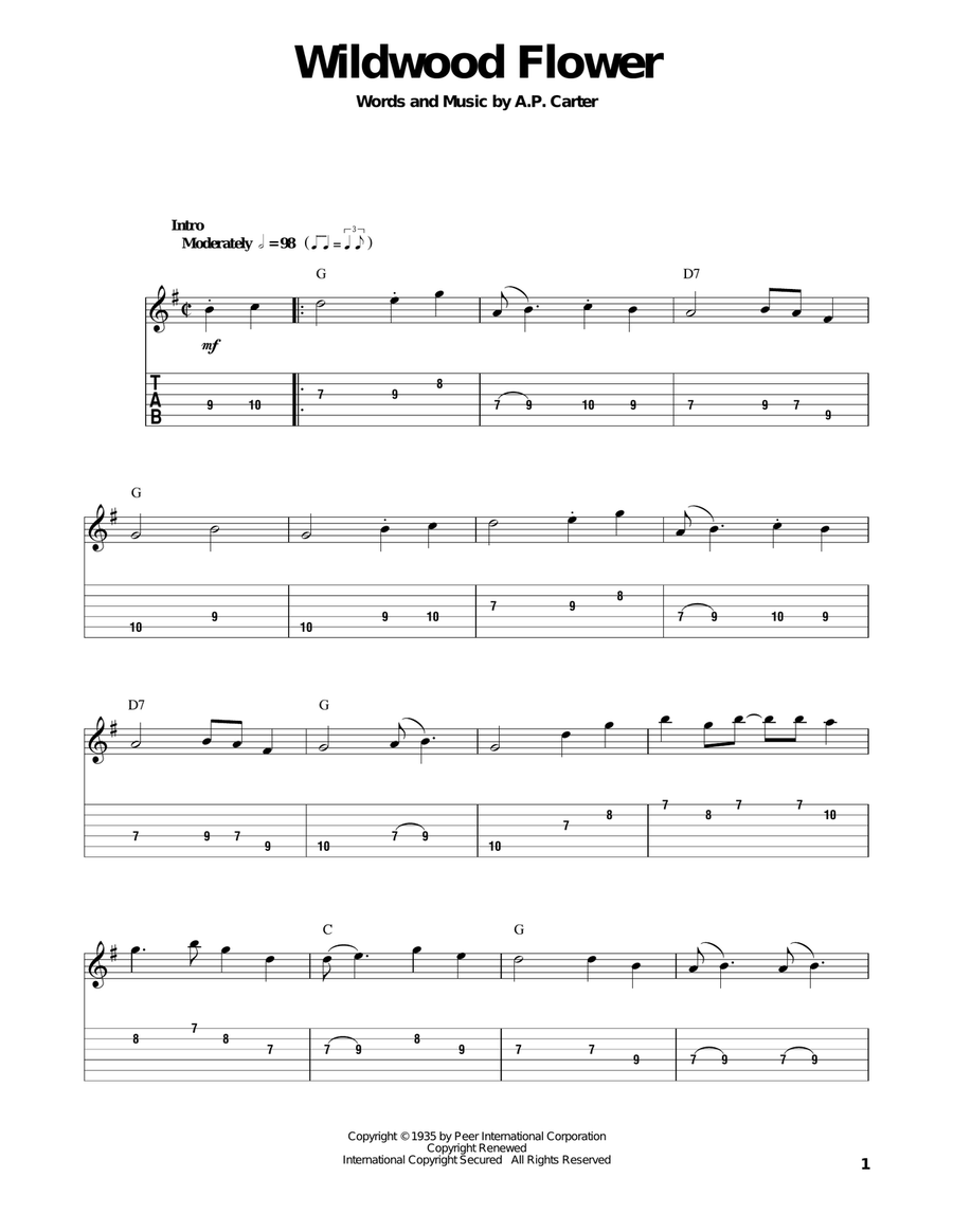 Wildwood Flower Acoustic Guitar scores gallery preview page 1