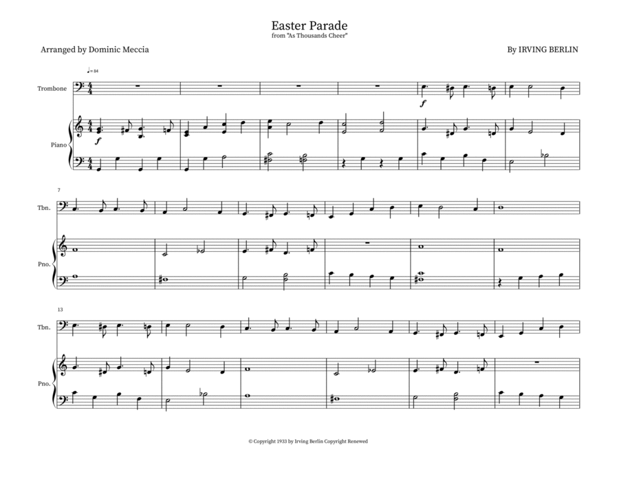 Easter Parade Trombone Duet scores gallery preview page 1