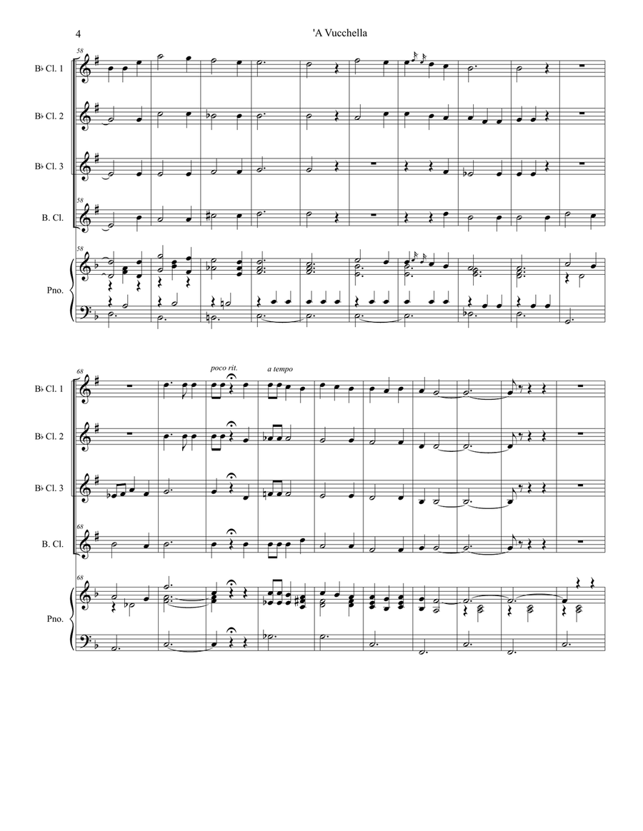 A Vucchella (for Clarinet Choir and Piano) Clarinet Choir scores gallery preview page 5