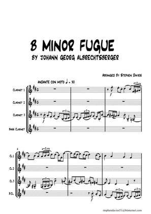 B Minor Fugue by Johann Georg Albrechtsberger for Clarinet Quartet.