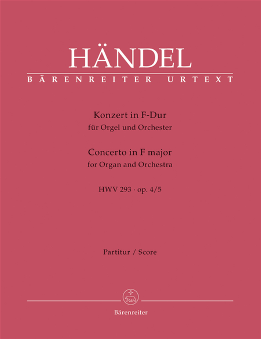 Concerto for Organ and Orchestra F major, Op. 4/5 HWV 293 Orchestra scores gallery preview page 1