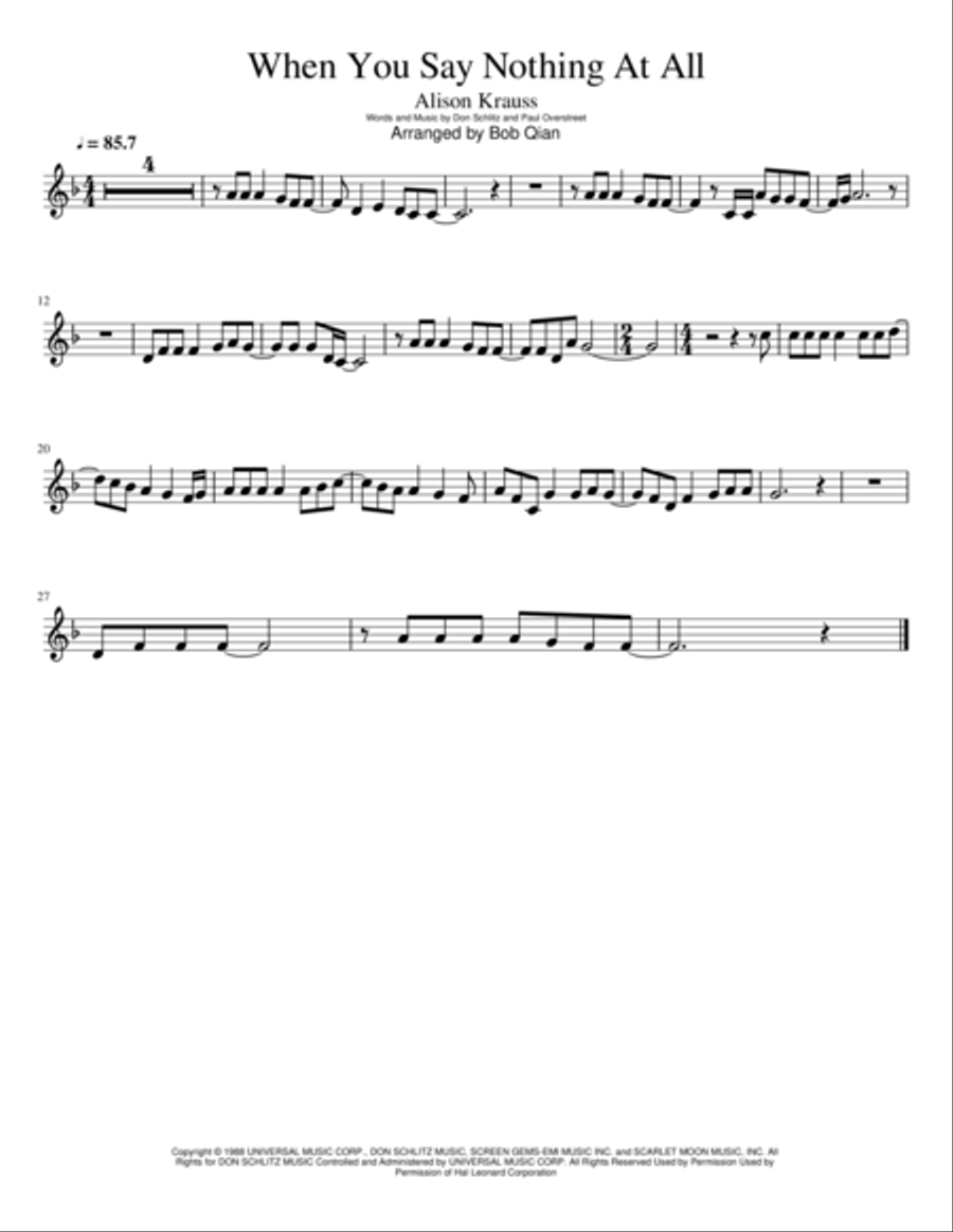 When You Say Nothing At All Clarinet Solo scores gallery preview page 1