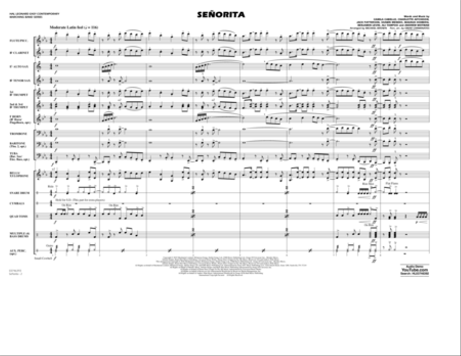 Señorita (arr. Carmenates and Brown) - Conductor Score (Full Score) Marching Band scores gallery preview page 2