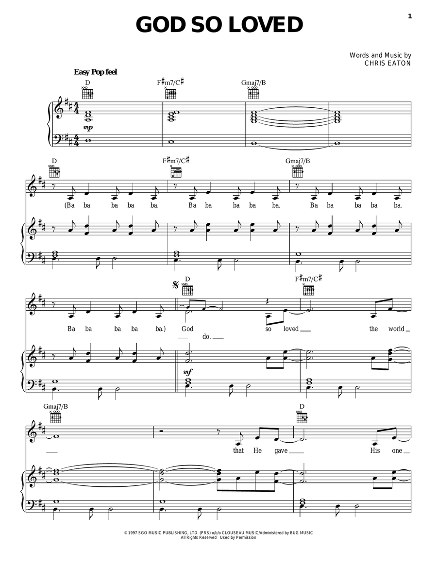 God So Loved Piano, Vocal, Guitar scores gallery preview page 1