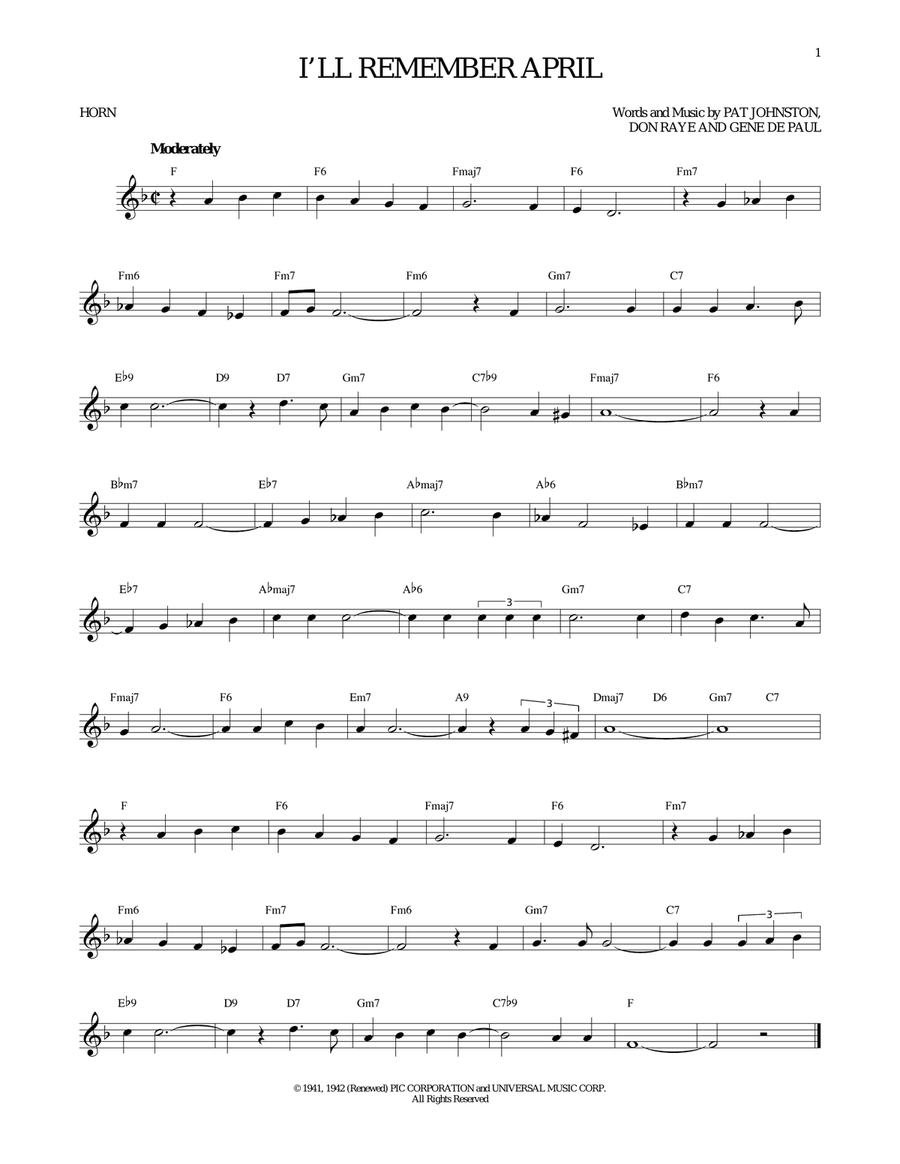 I'll Remember April Horn Solo scores gallery preview page 1
