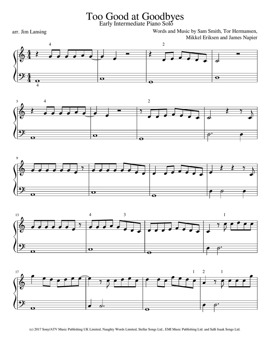 Too Good At Goodbyes Piano Method scores gallery preview page 2