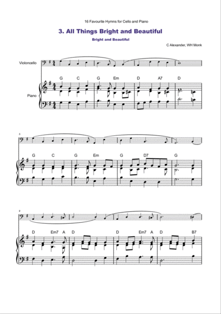 16 Favourite Hymns Vol.1 for Cello and Piano Piano scores gallery preview page 4