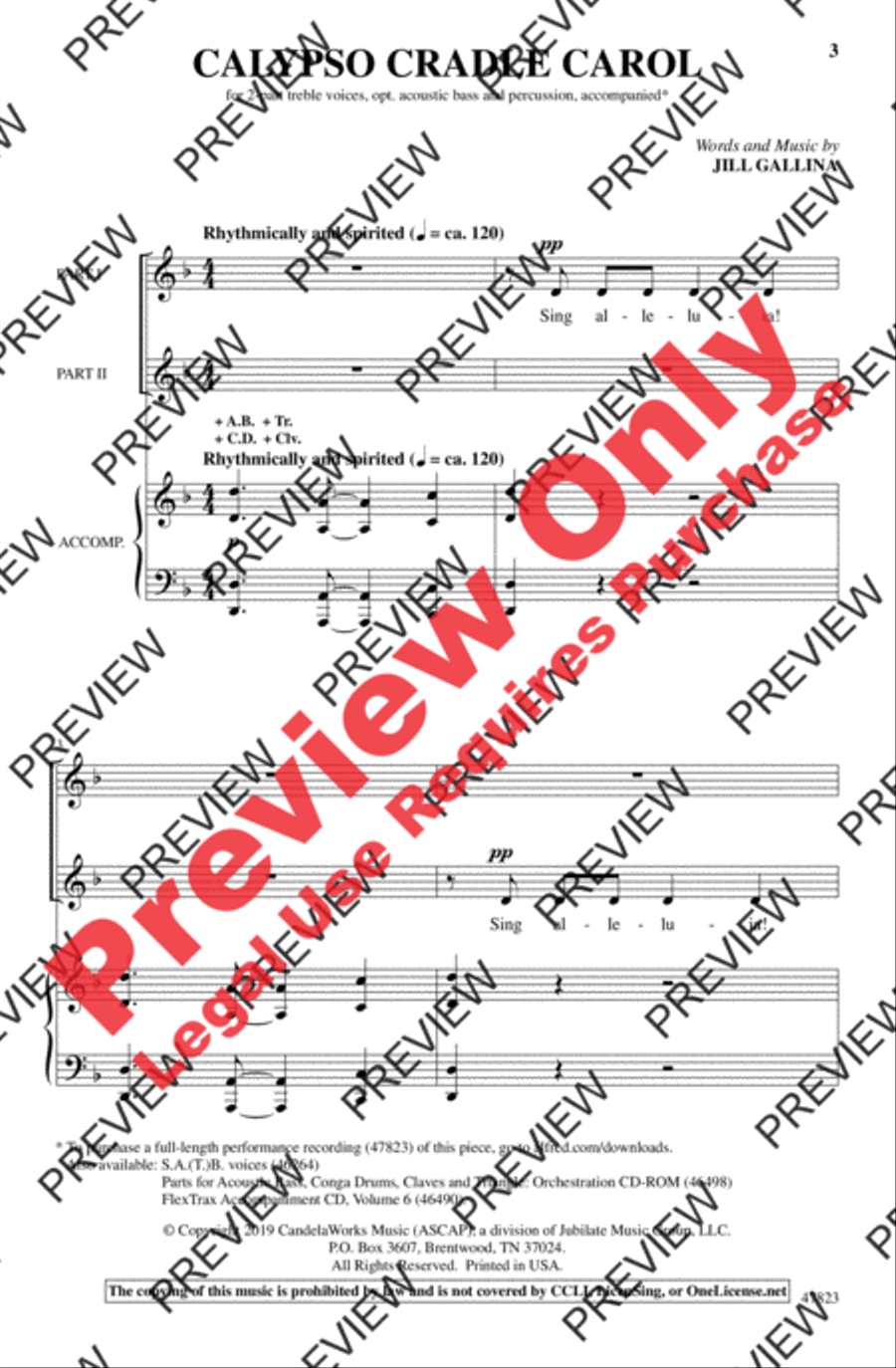 Calypso Cradle Carol Calypso Cradle Carol 2-Part scores gallery preview page 3