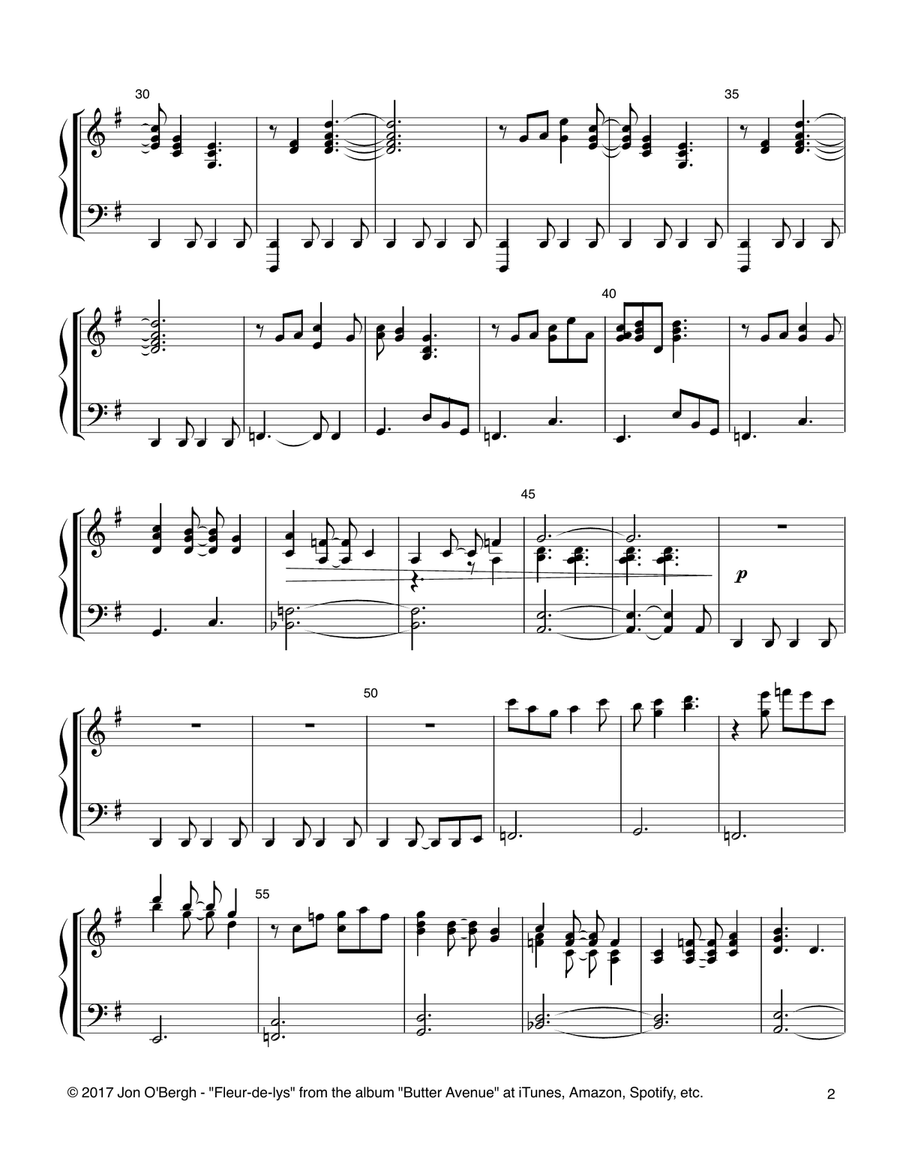 Fleur-de-lys Piano Solo scores gallery preview page 3
