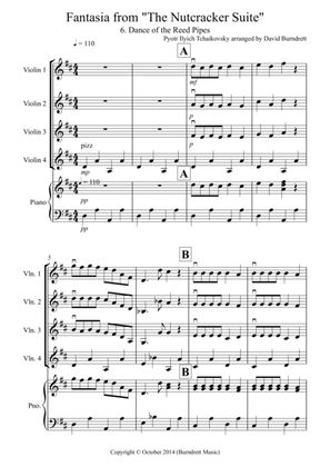 Dance of the Reed Pipes (fantasia from Nutcracker) for Violin Quartet
