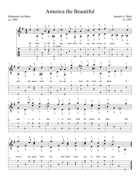 America the Beautiful ( for solo Fingerstyle Guitar ) image number null