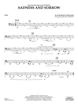 Book cover for Sadness and Sorrow (from Naruto) (arr. Michael Brown) - Tuba