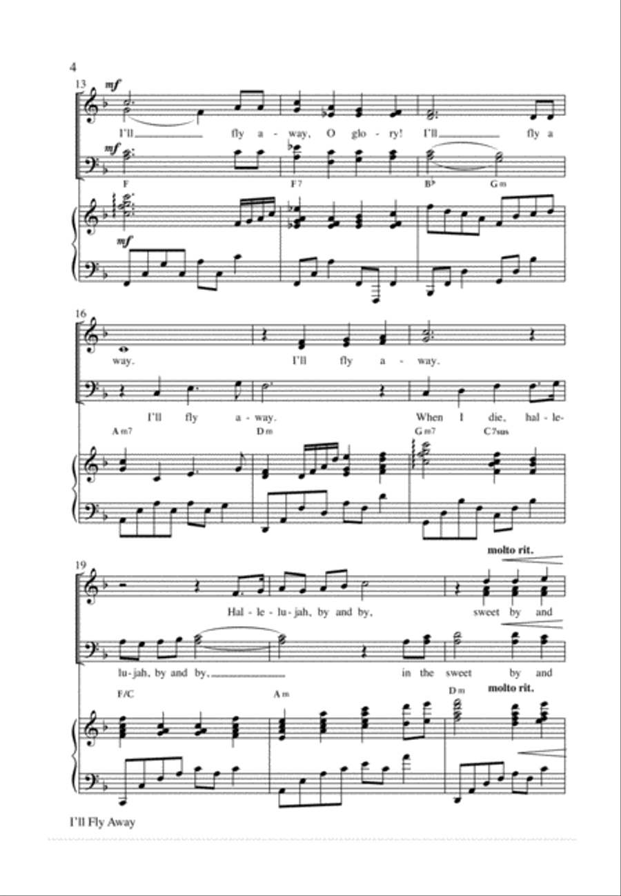 I'll Fly Away 4-Part scores gallery preview page 4