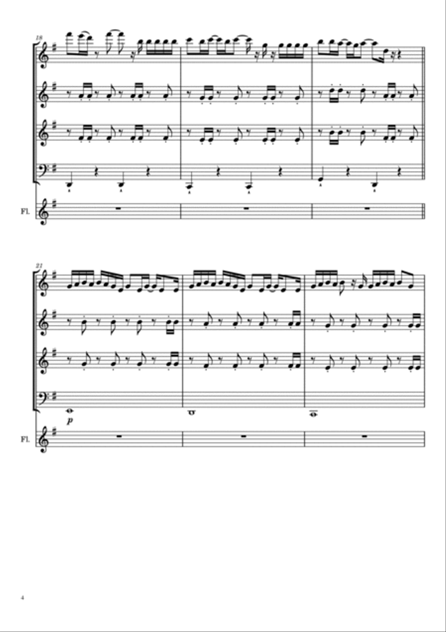Reggaeton Lento (little Mix Remix) Woodwind Quartet scores gallery preview page 4