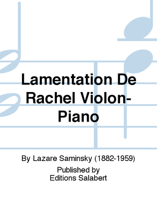 Lamentation De Rachel Violon-Piano