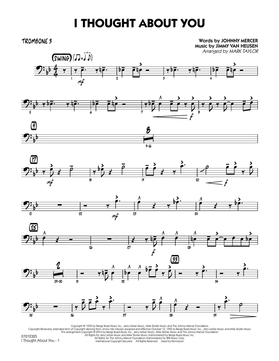 I Thought About You (Key: B-flat) - Trombone 3