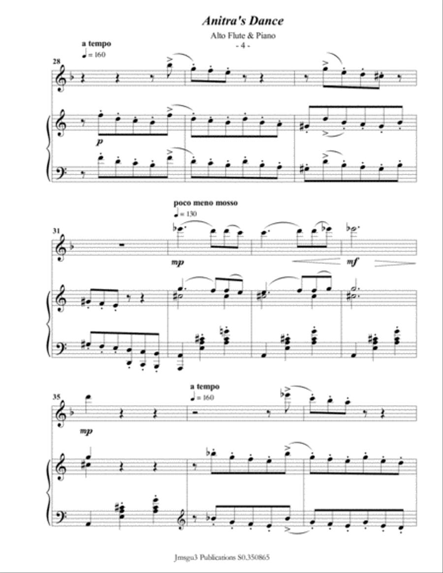 Grieg: Anitra's Dance from Peer Gynt Suite for Alto Flute & Piano Flute Solo scores gallery preview page 5