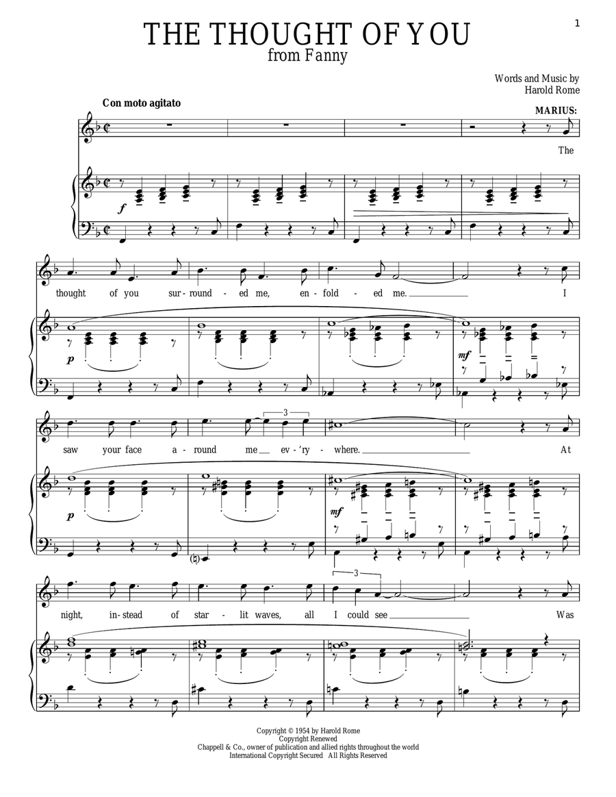 The Thought Of You Piano, Vocal scores gallery preview page 1