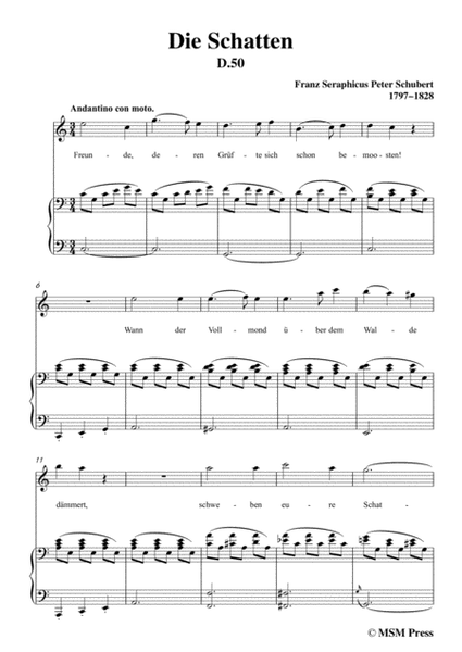 Schubert-Die Schatten,in C Major,for Voice&Piano image number null