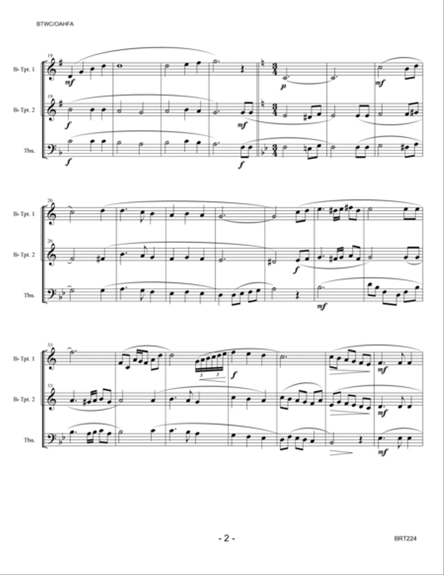 WHEN I SURVEY THE WONDROUS CROSS/ON A HILL FAR AWAY (The Old Rugged Cross) - 2 Trumpets & Trombone Brass Ensemble scores gallery preview page 2