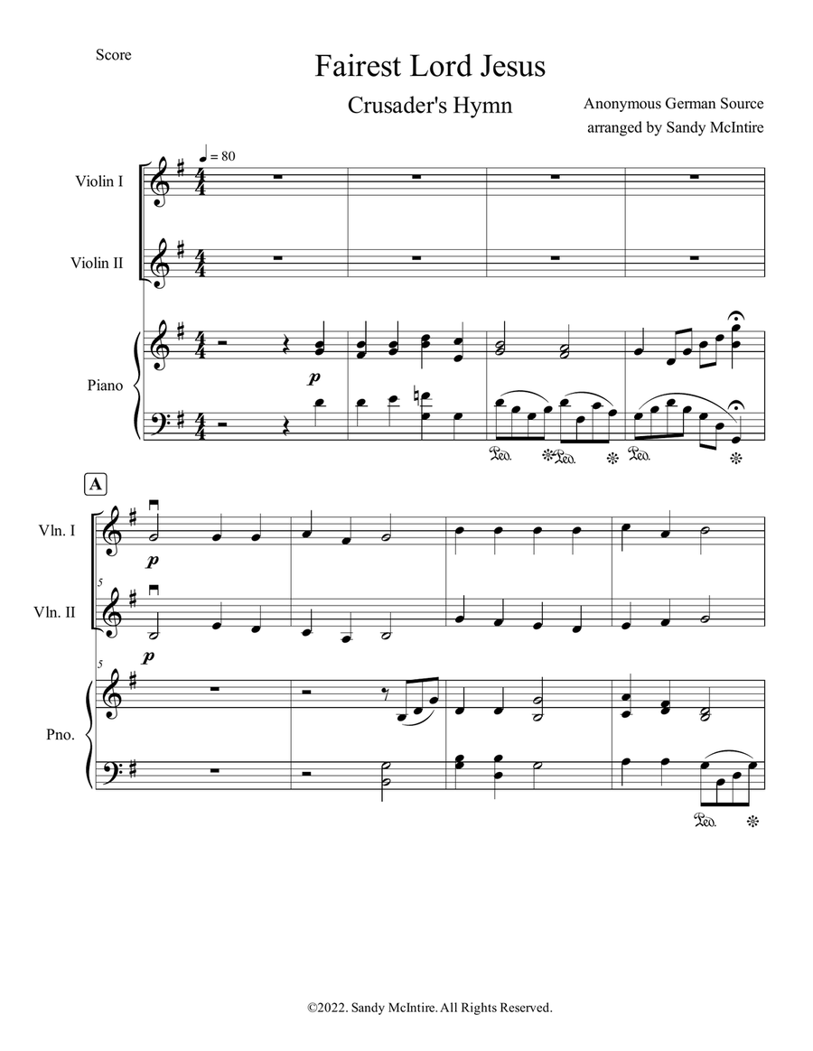 Fairest Lord Jesus String Duet scores gallery preview page 1