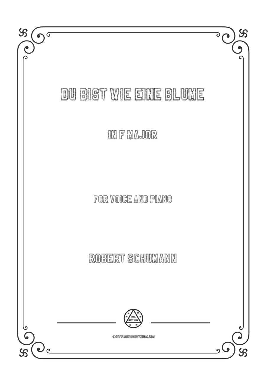 Schumann-Du bist wie eine Blume in F Major,for Voice and Piano Piano, Vocal scores gallery preview page 1