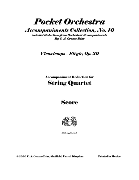 Vieuxtemps - Elégie for Viola and String Quartet, Op. 30 SCORE image number null