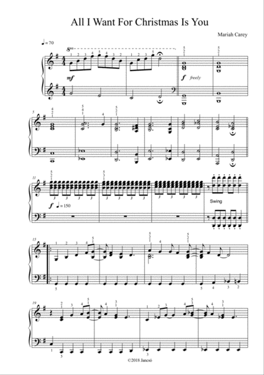 All I Want For Christmas Is You Piano Solo scores gallery preview page 1