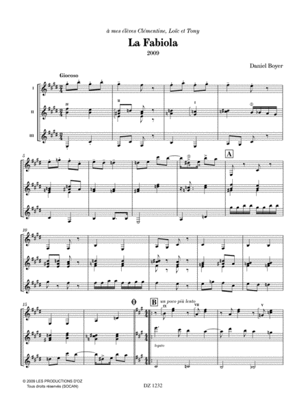 La Fabiola by Daniel Boyer Classical Guitar - Digital Sheet Music