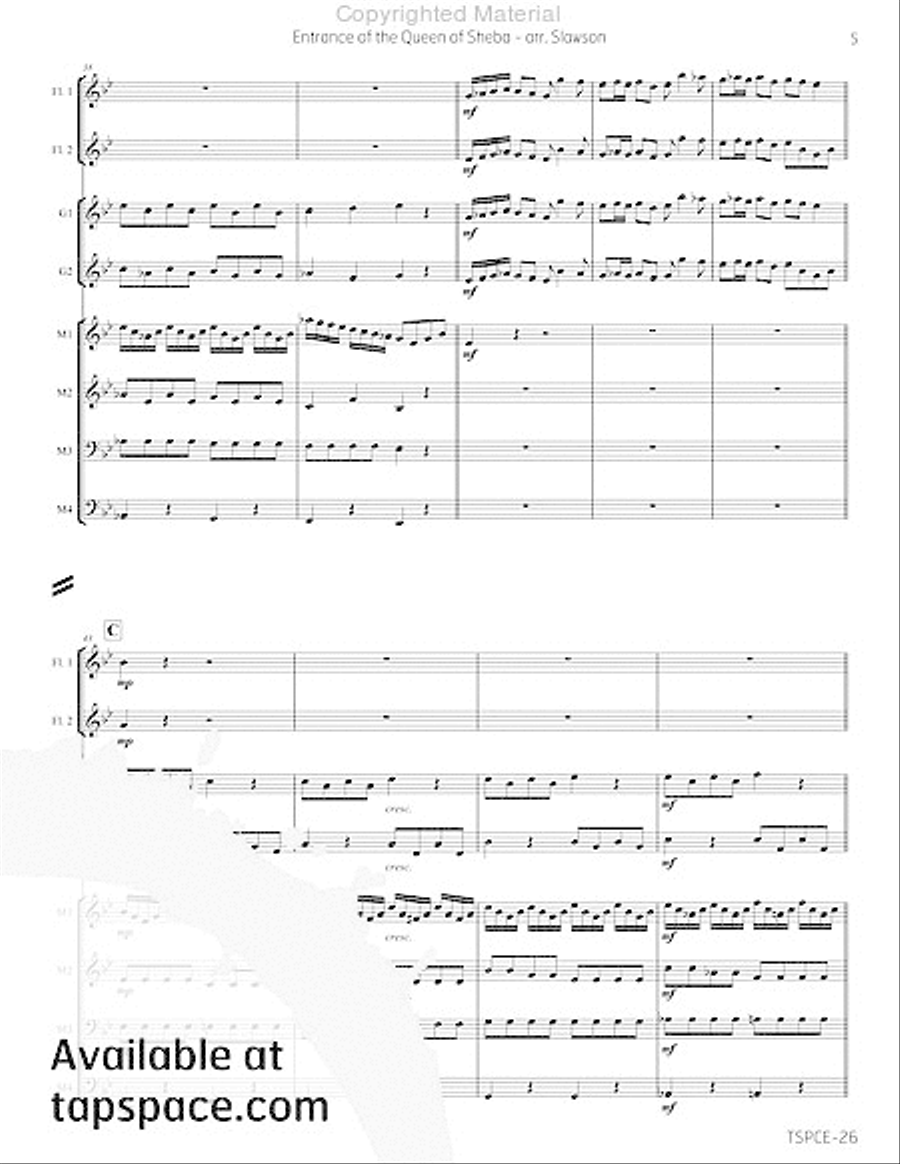 Entrance of the Queen of Sheba Percussion Ensemble scores gallery preview page 10