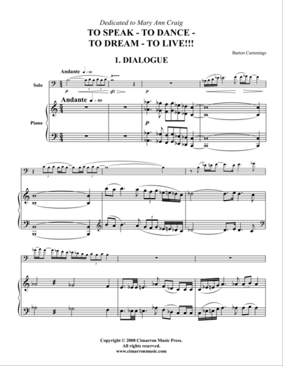 To Speak - To Dance - To Dream - To Live! Euphonium scores gallery preview page 2
